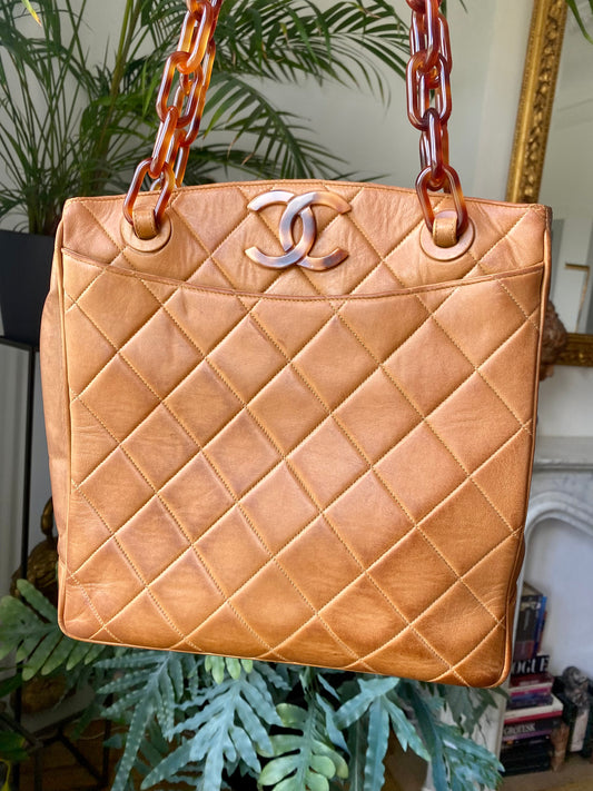 Chanel vintage tortoise tote