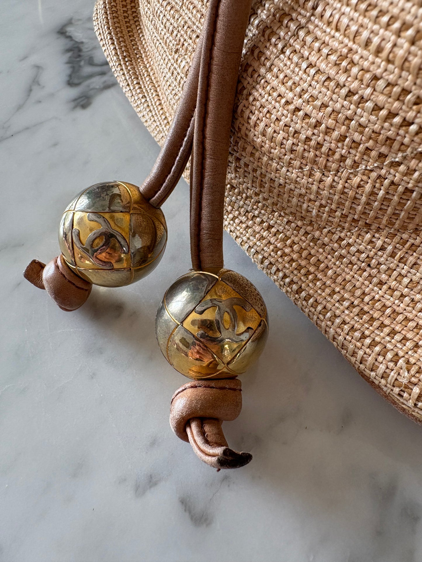 Chanel raffia bucket bag