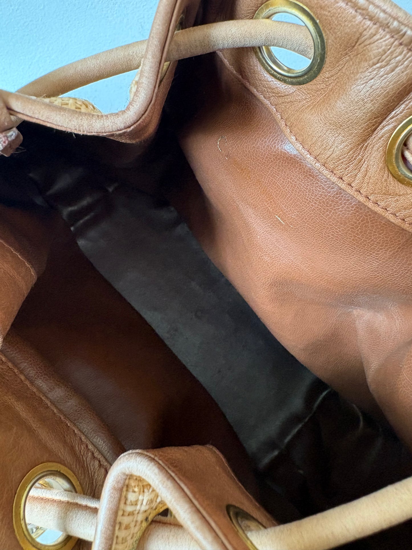 Chanel raffia bucket bag