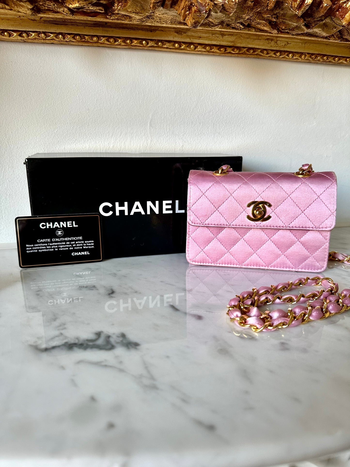 Chanel vintage silk micro bag
