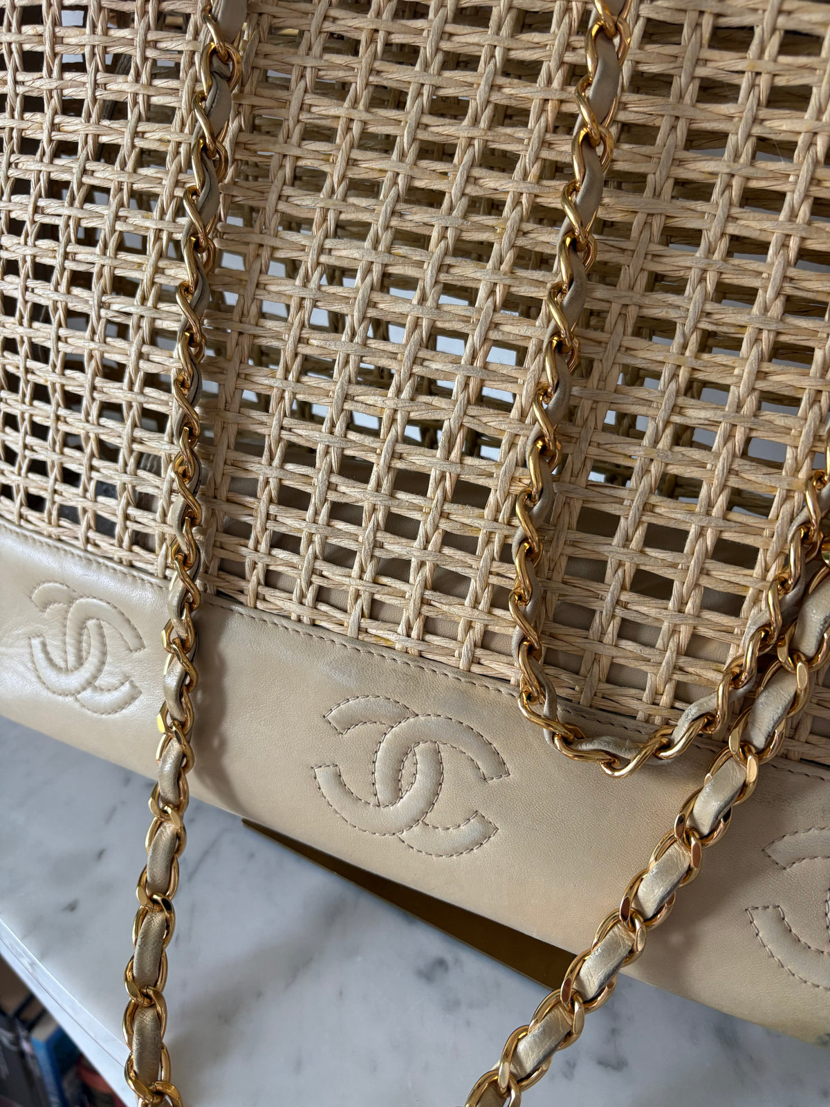 Chanel raffia tote