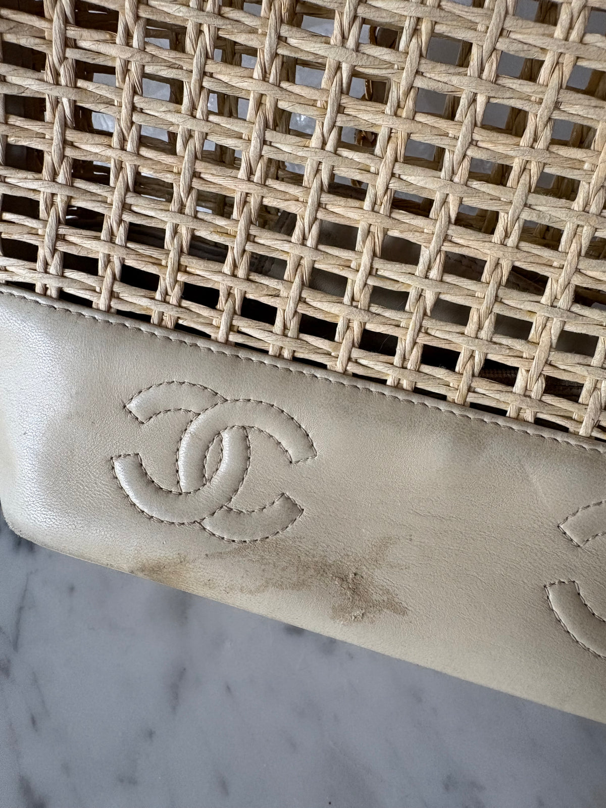 Chanel raffia tote