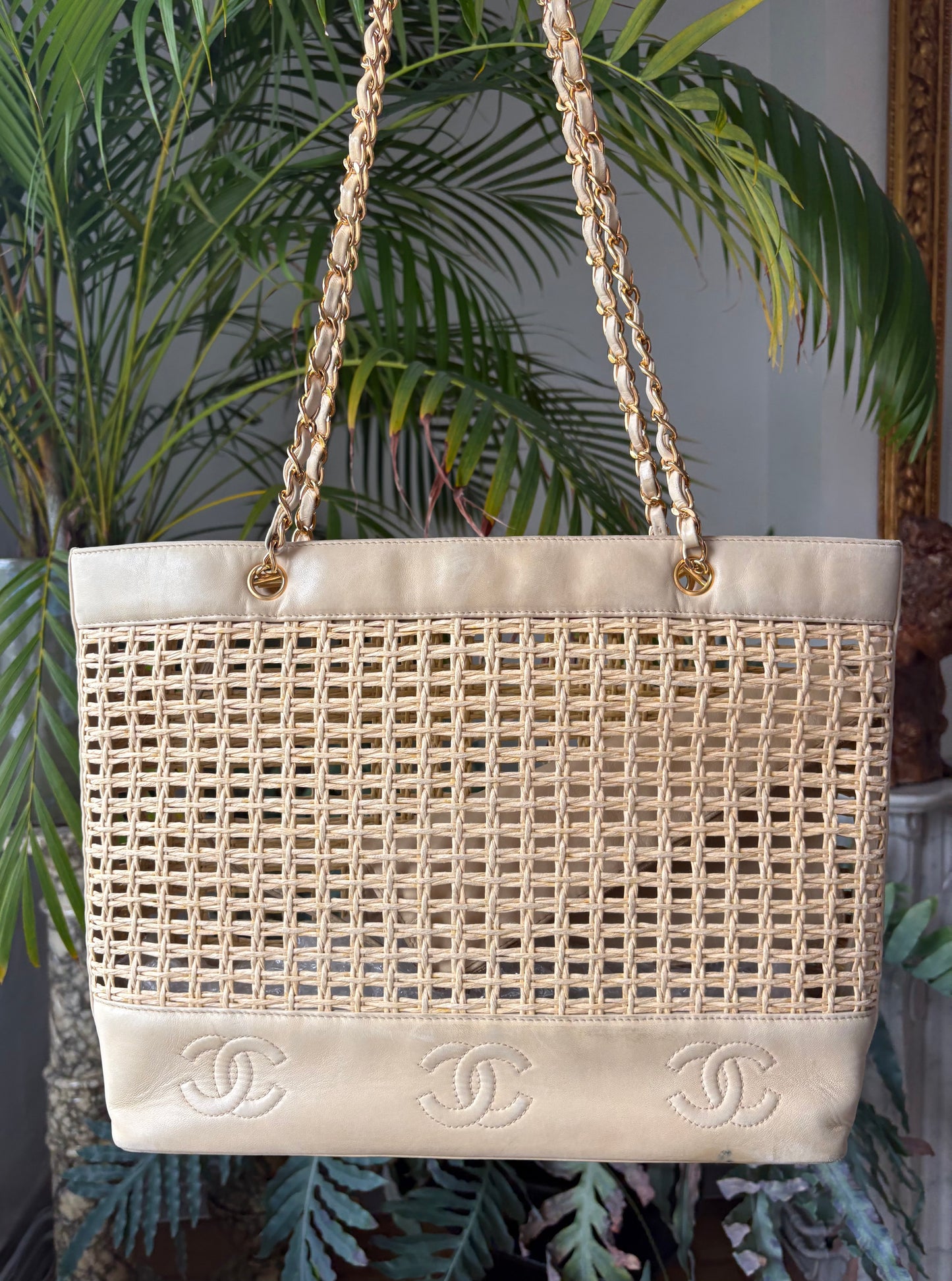 Chanel raffia tote