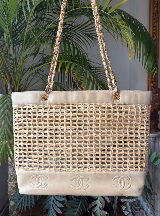 Chanel raffia tote