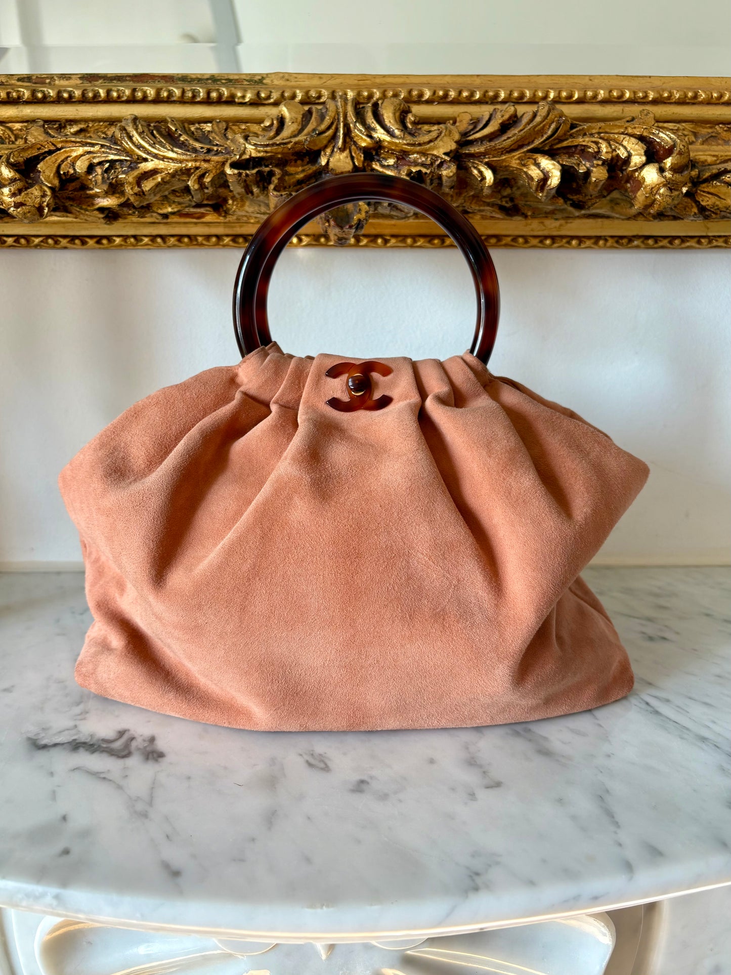 Chanel suede top handle bag