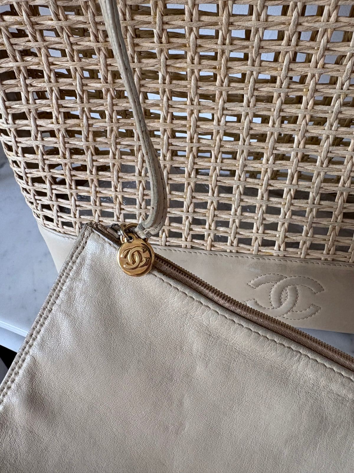 Chanel raffia tote