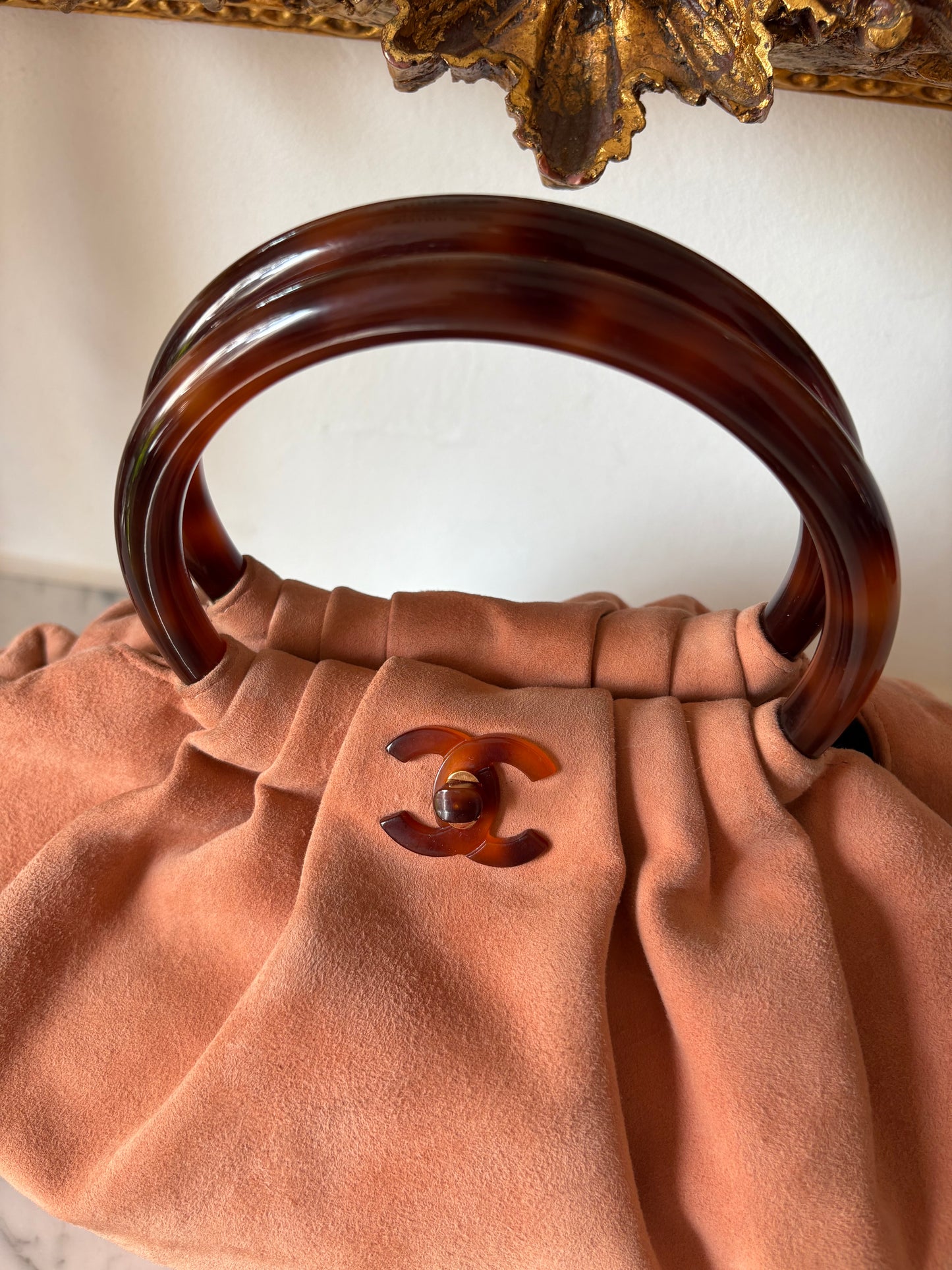 Chanel suede top handle bag