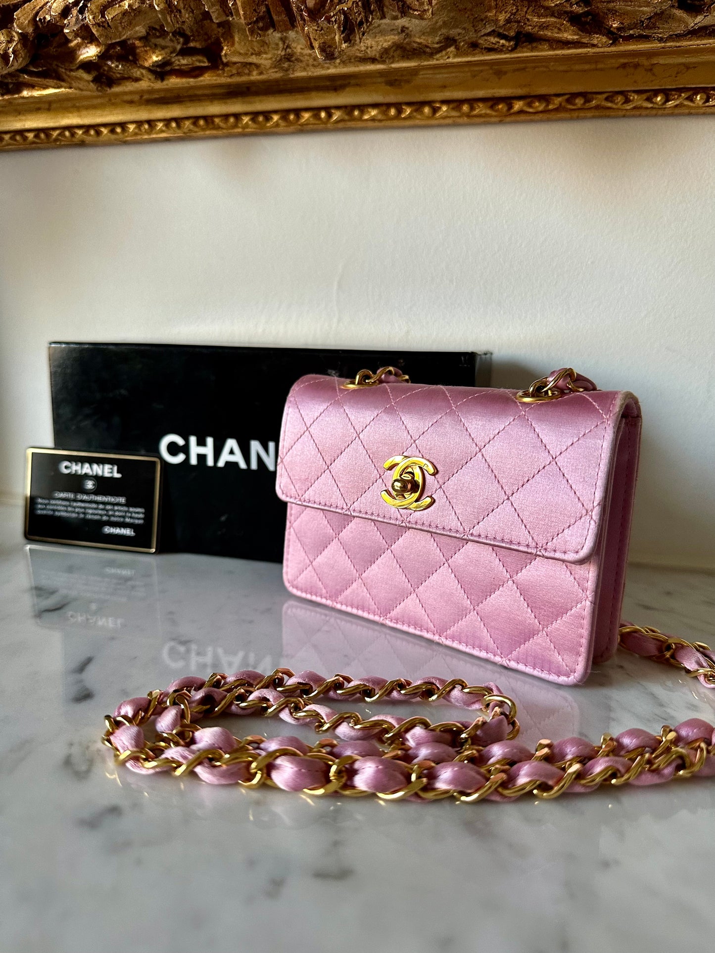 Chanel vintage silk micro bag