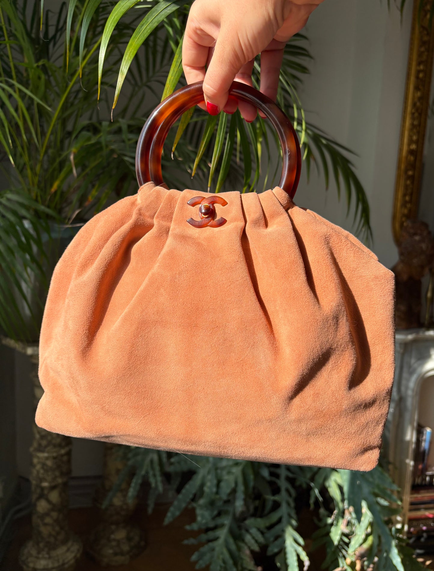Chanel suede top handle bag