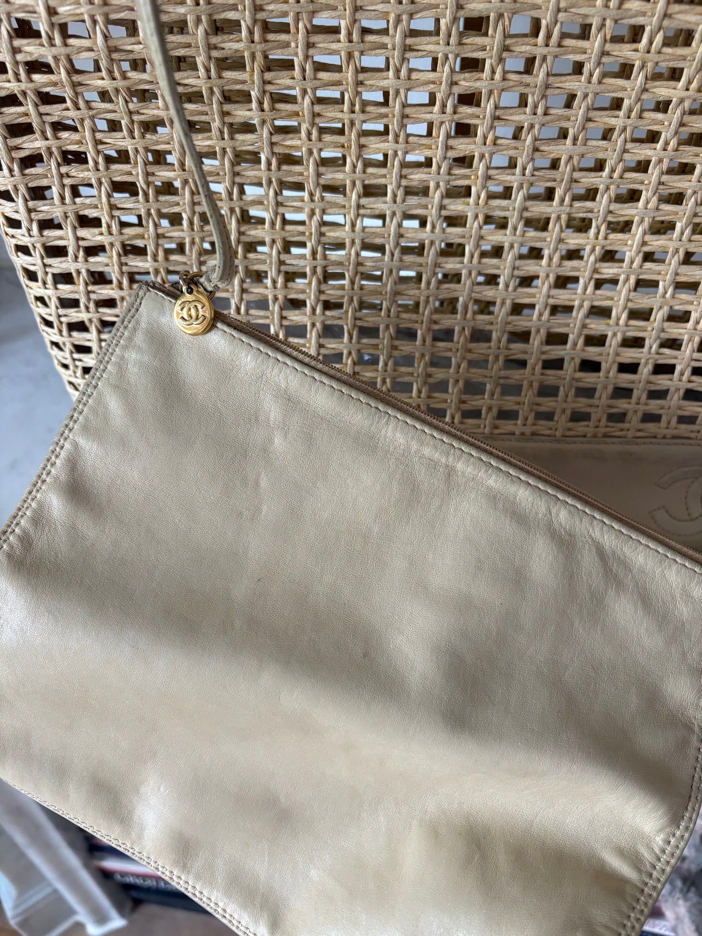 Chanel raffia tote