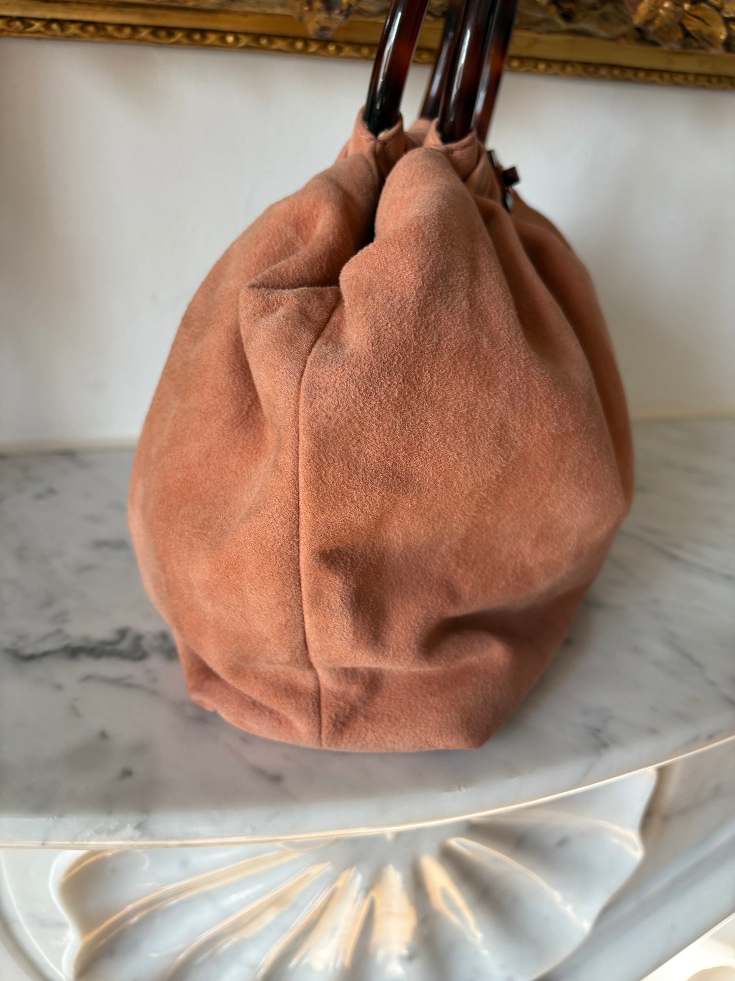 Chanel suede top handle bag