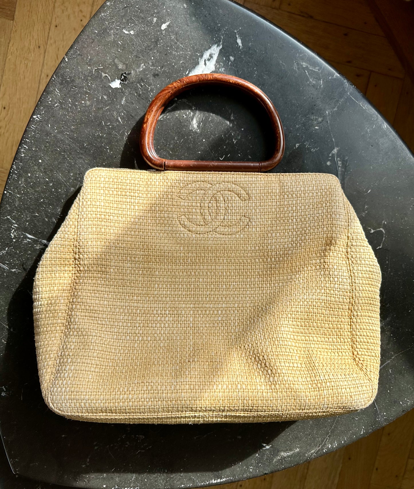 Chanel vintage raffia bag