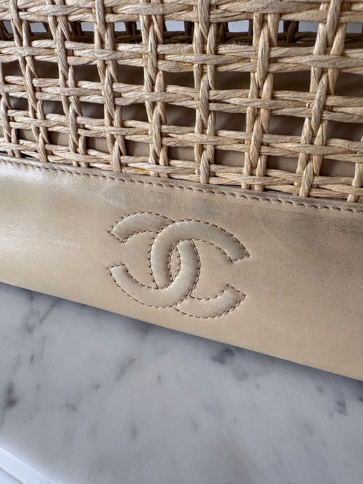 Chanel raffia tote