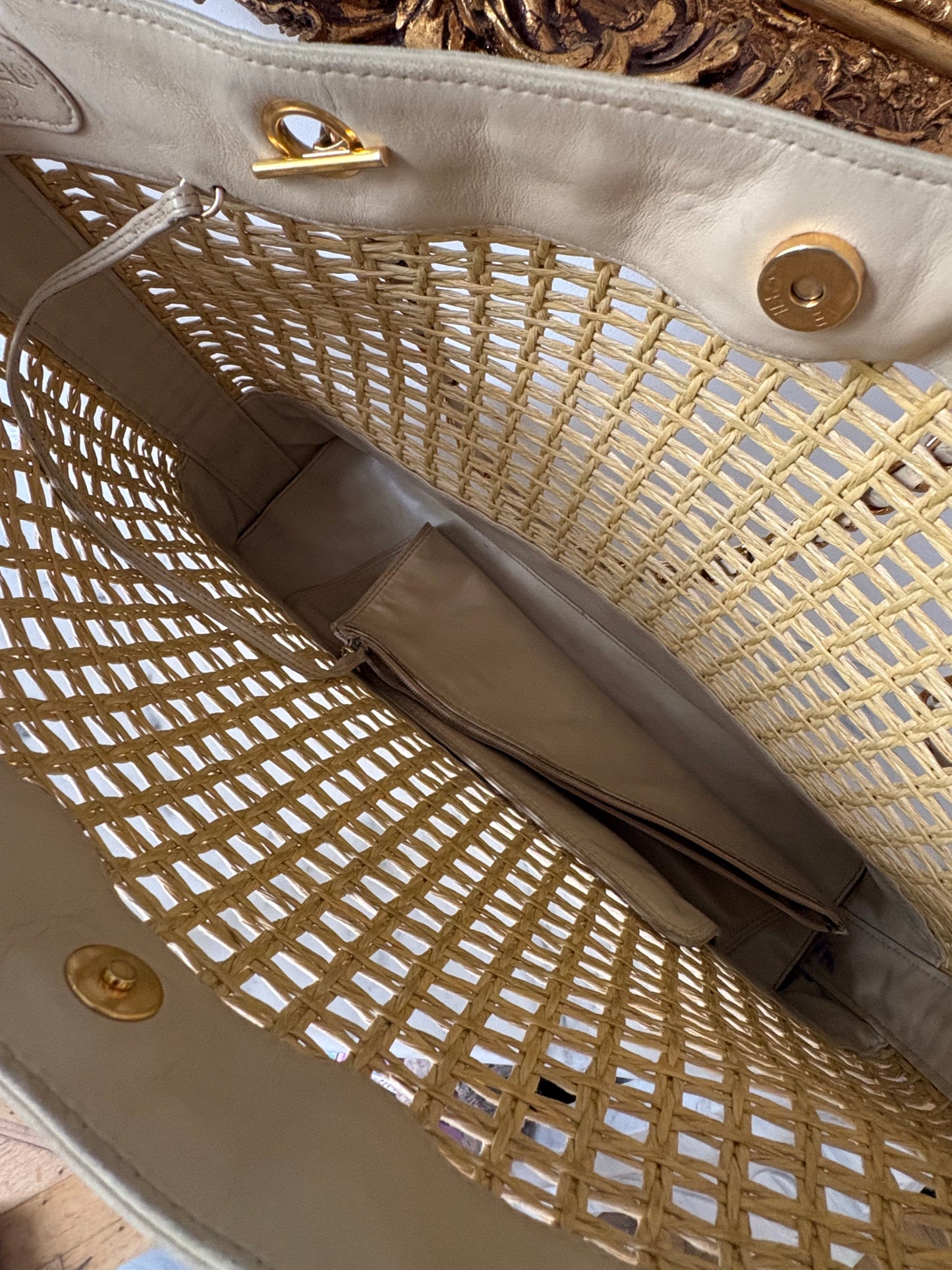 Chanel raffia tote