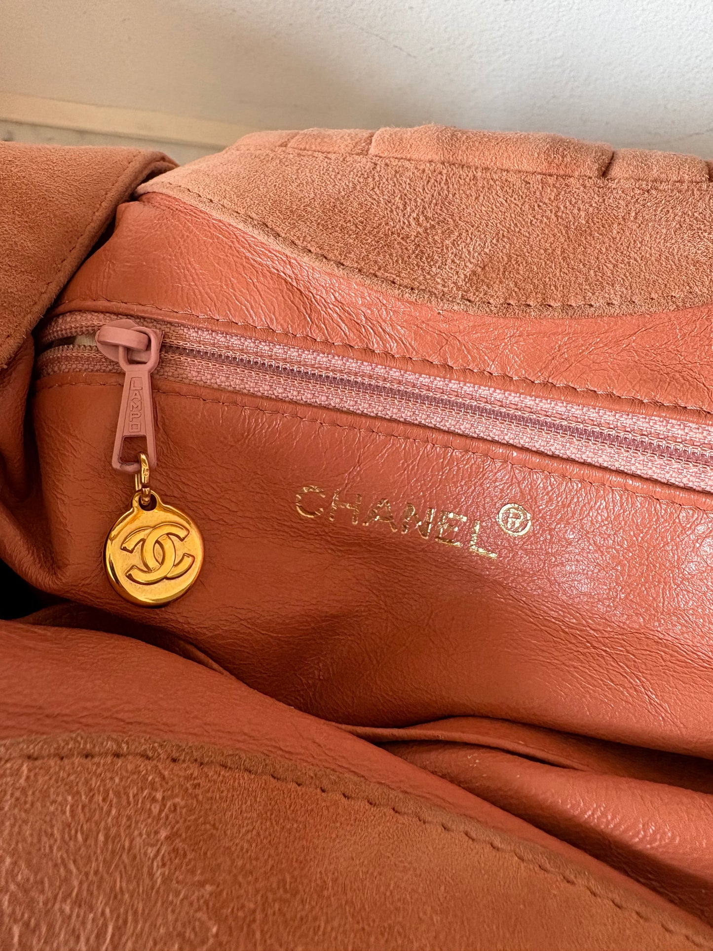 Chanel suede top handle bag