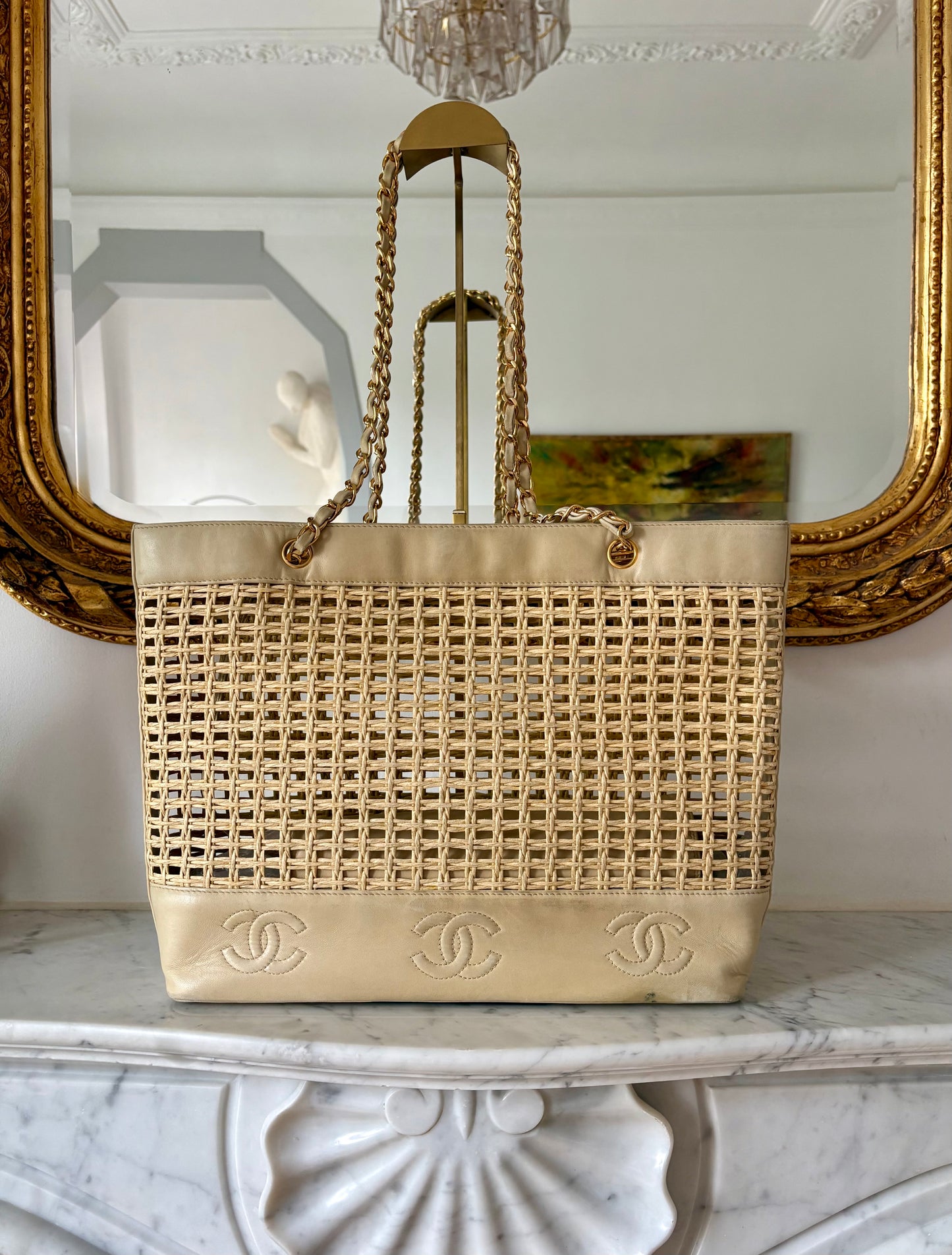 Chanel raffia tote